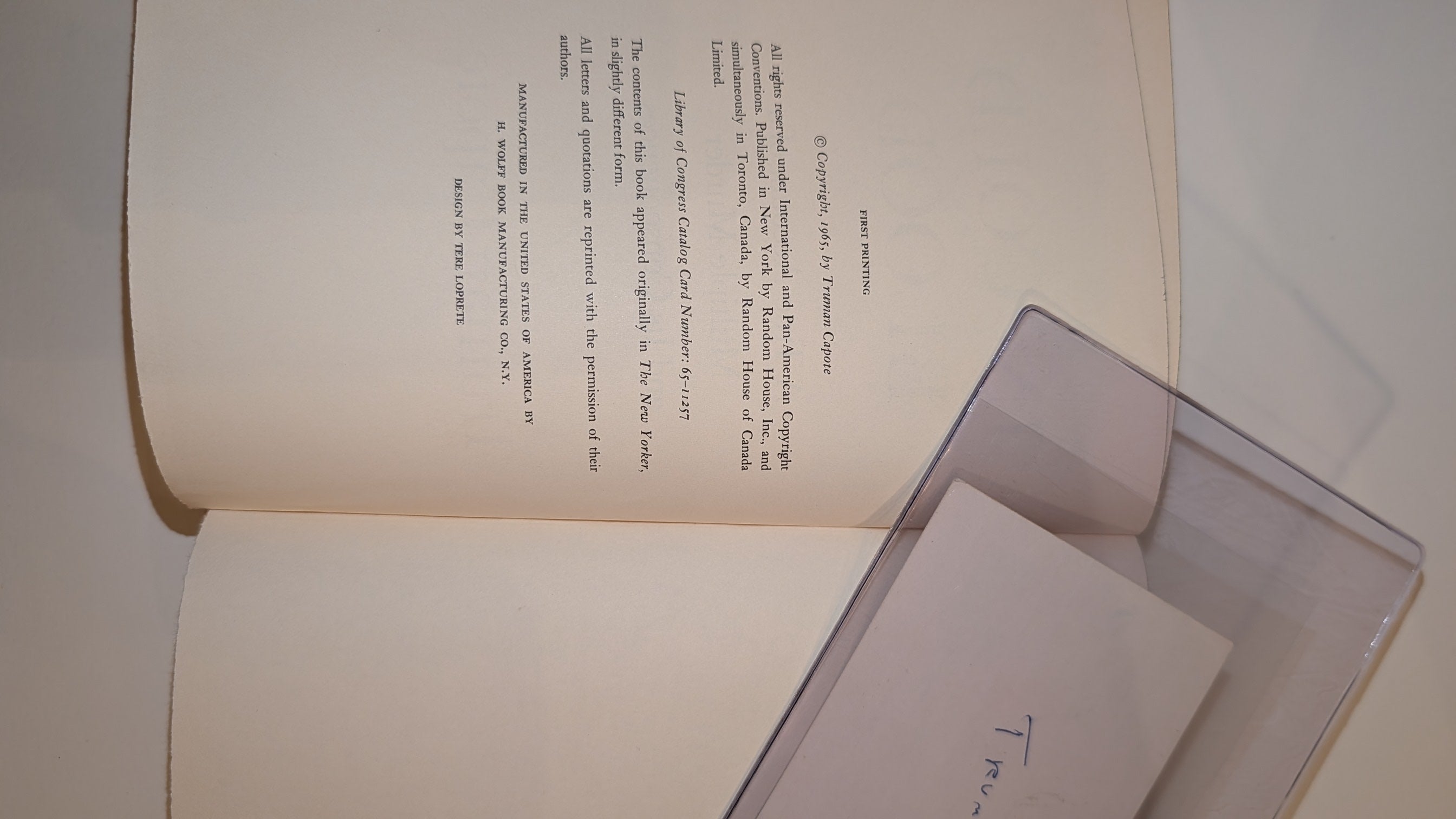 Truman Capote IN COLD BLOOD Signed First Edition – BAS Certified Autograph