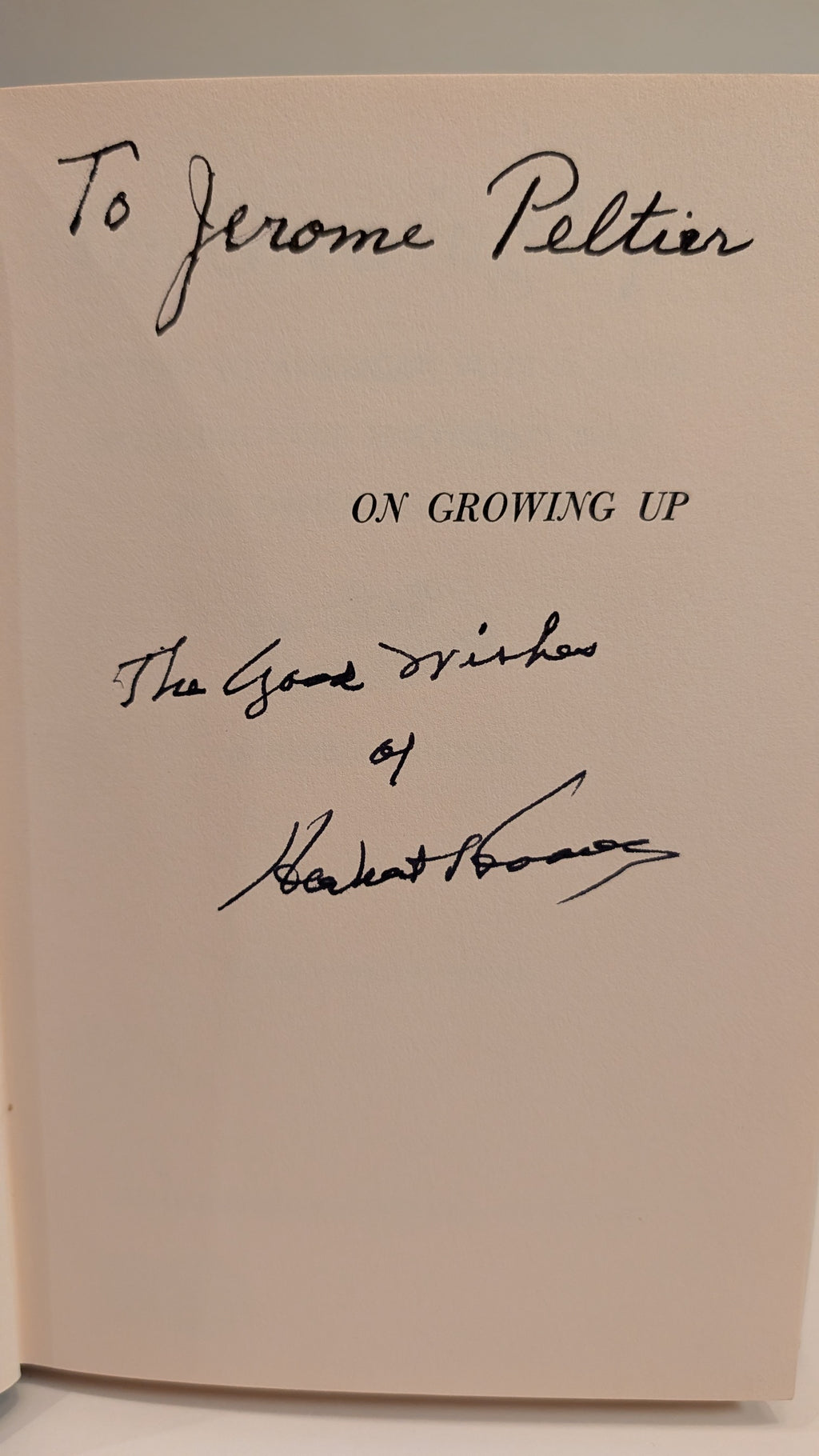 Herbert Hoover SIGNED 1st Ed On Growing Up Beckett LOA Historian Jerome Peltier