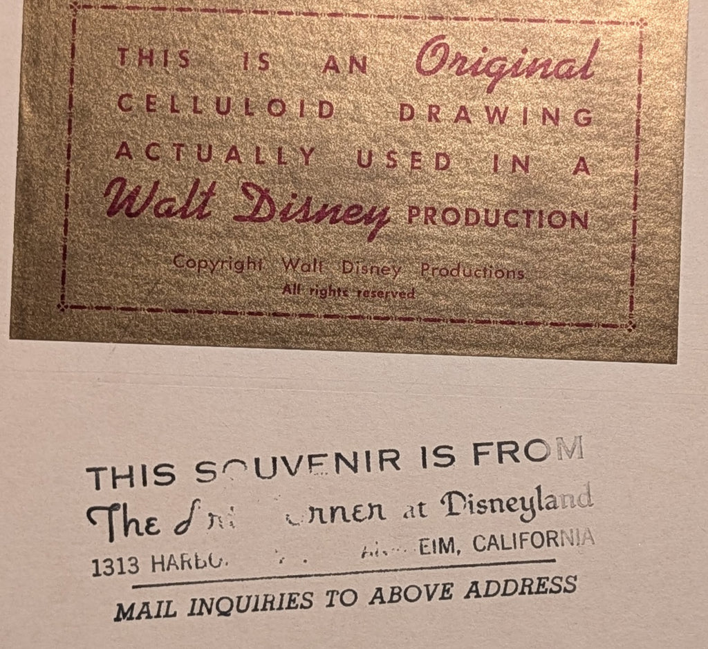 Sorcerer Mickey Mouse Original Production Cel - 1950s TV Disneyland Art Corner